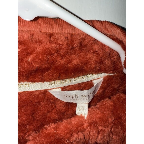 NWT Simply Southern Women’s XXL Fleece Pullover Snap Textured Sherpa Orange - Picture 2 of 2